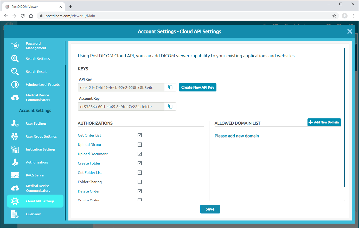 Cloud API Settings