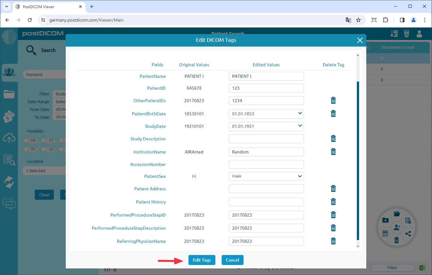 Edit DICOM Tags