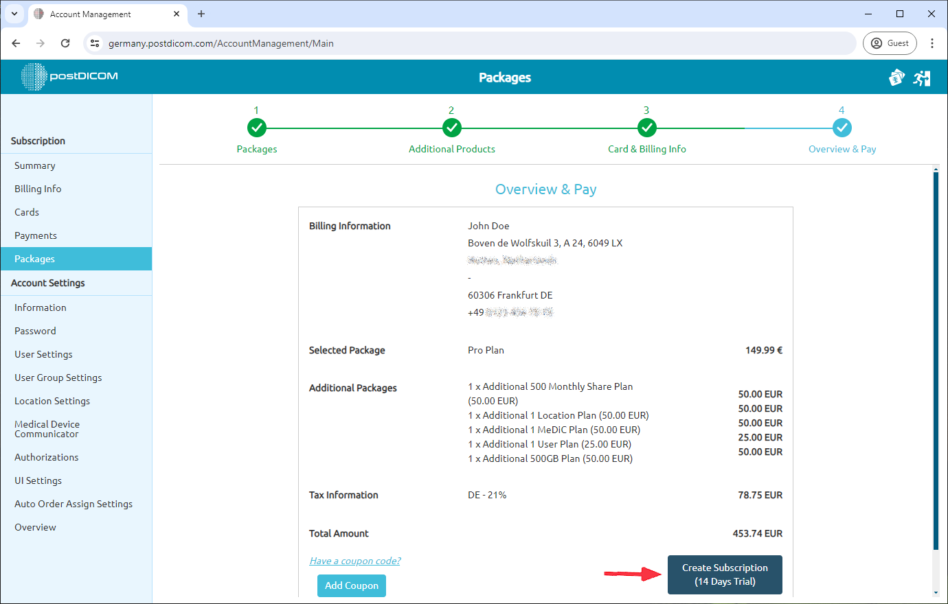 How To Subscribe to PostDICOM's paid plans