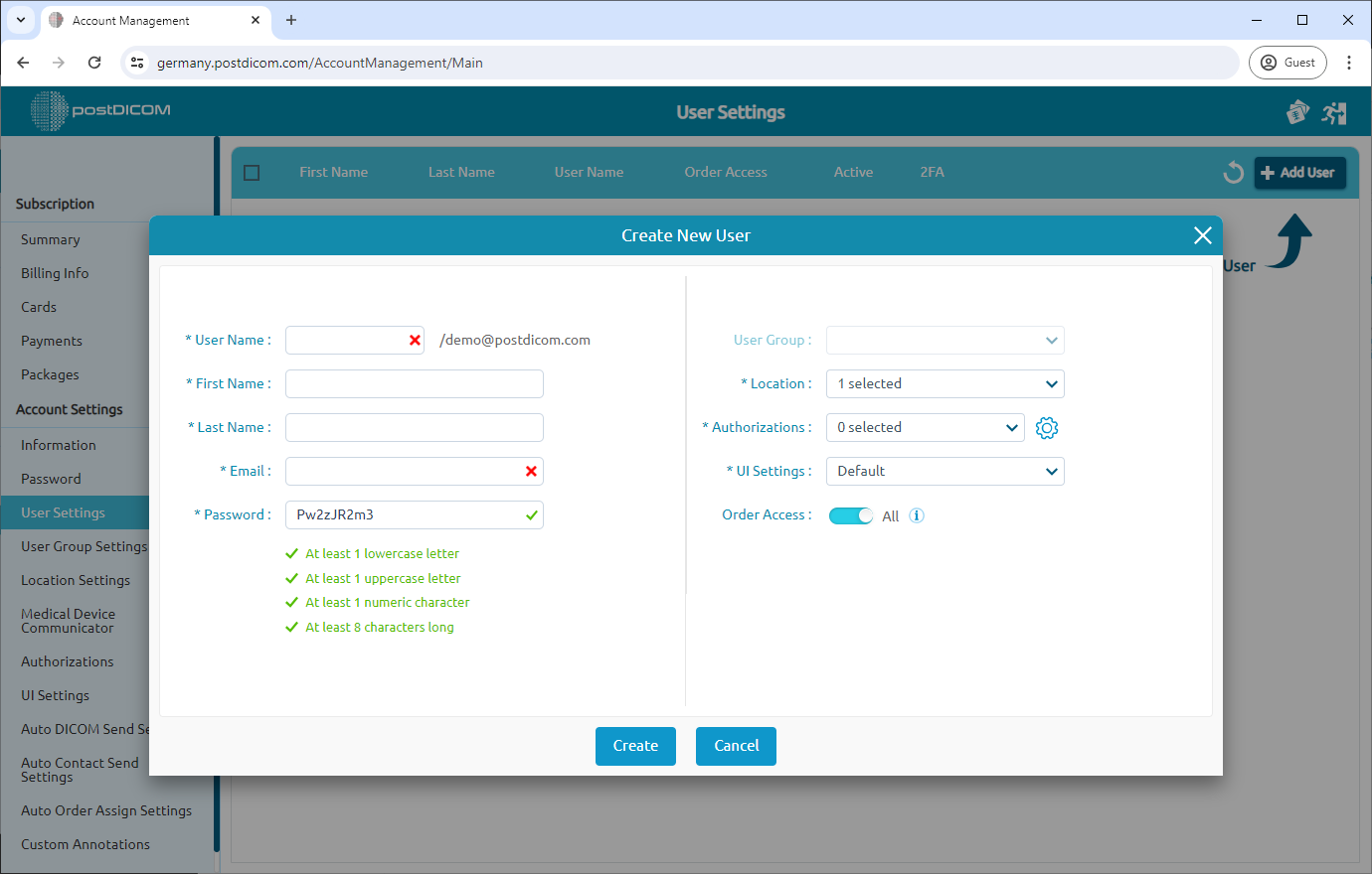 Managing User Settings