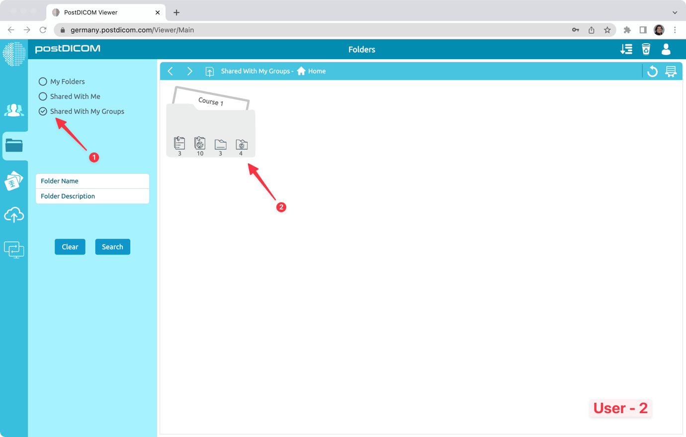 Sharing PostDICOM Folders with User Groups